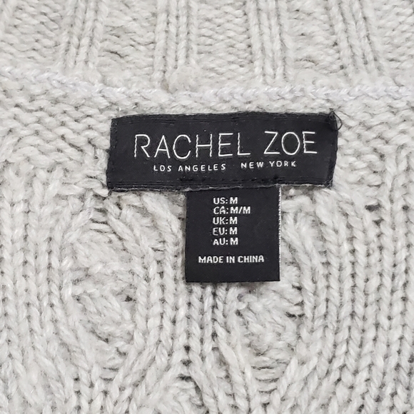 Rachel Zoe Chunky Cable Knit Wool Yak Blend Open Front Cardigan Sweater Sz Med - Picture 7 of 12